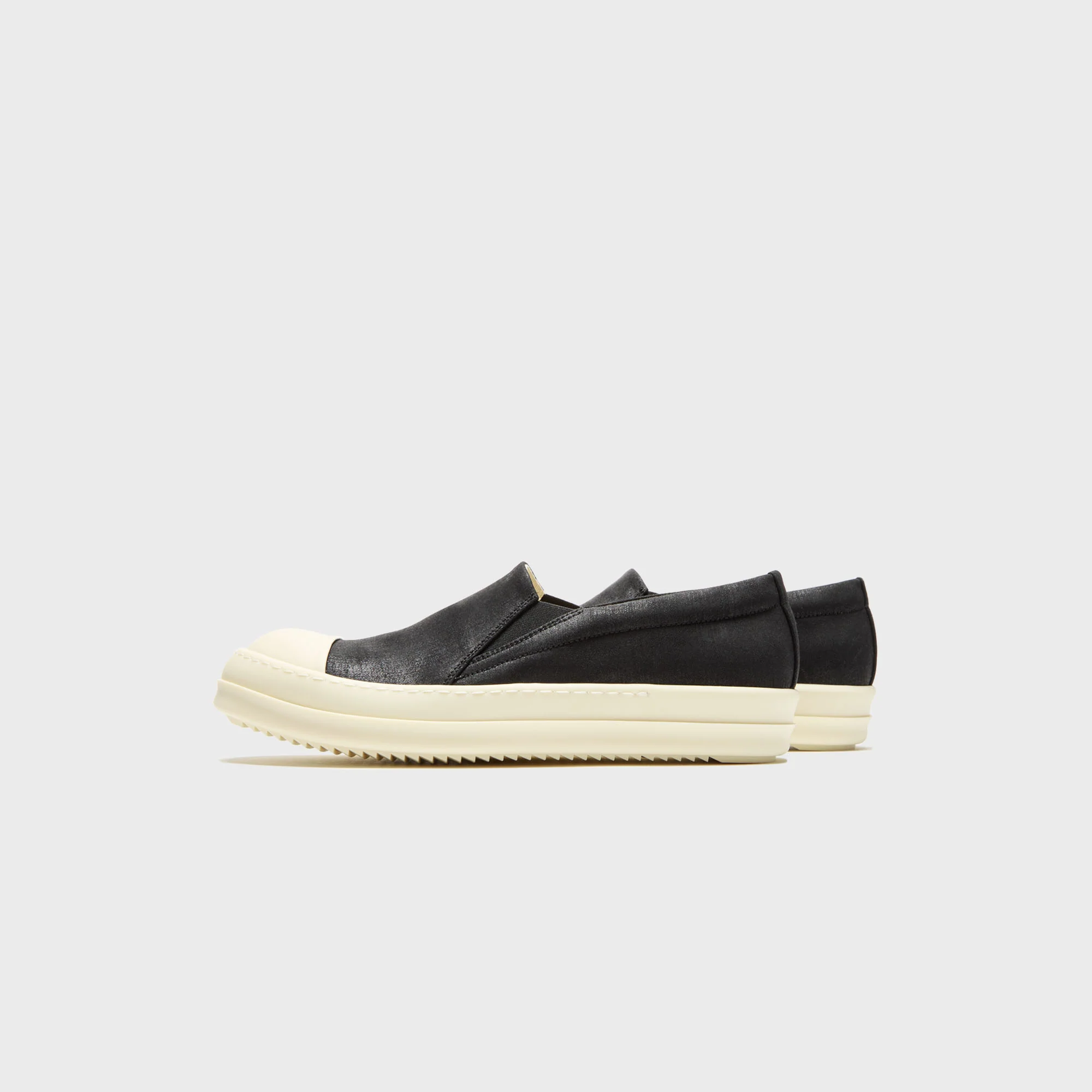 Rick Owens Boat Sneaks Scarpe - Denim Black / Milk / Milk - Image 3