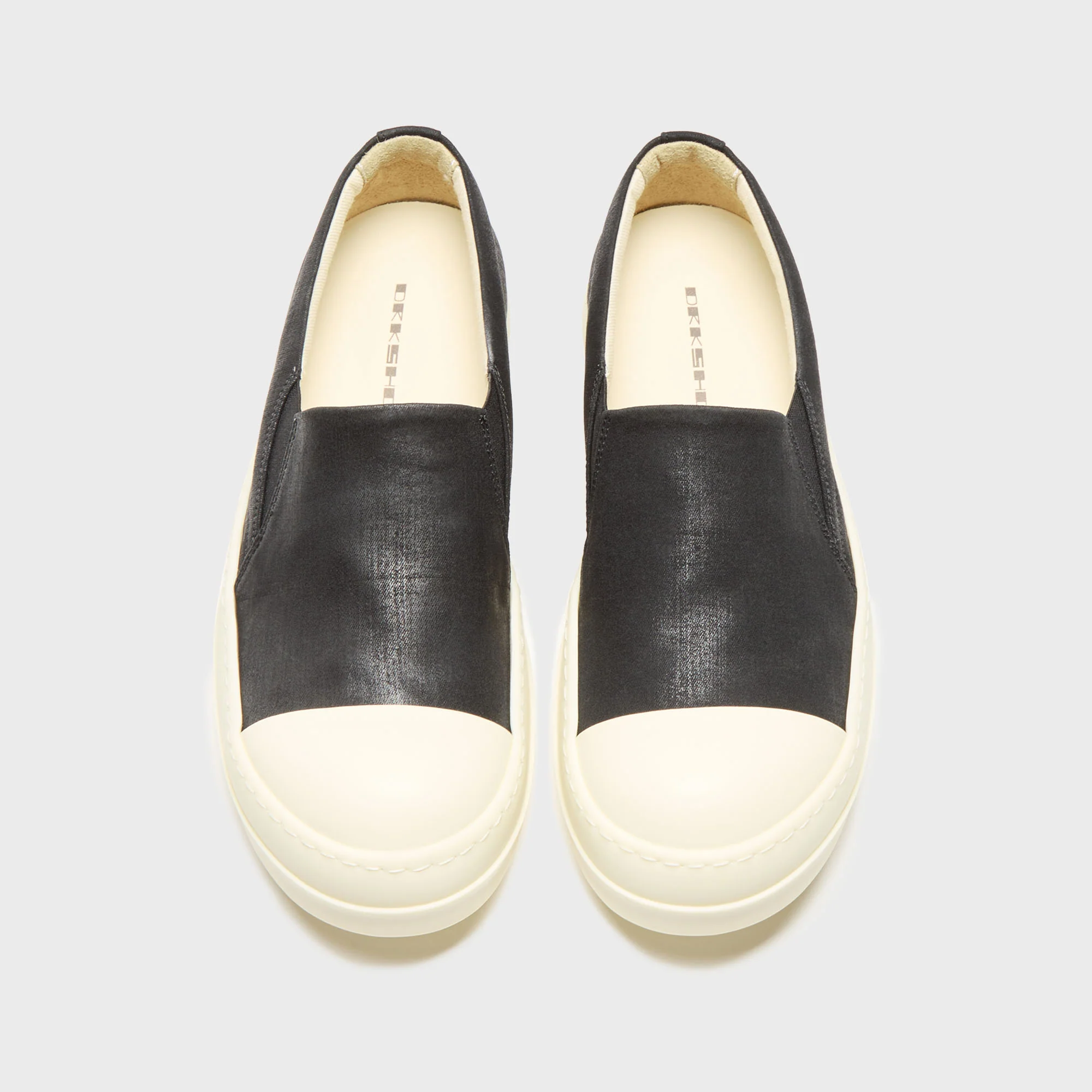 Rick Owens Boat Sneaks Scarpe - Denim Black / Milk / Milk - Image 4