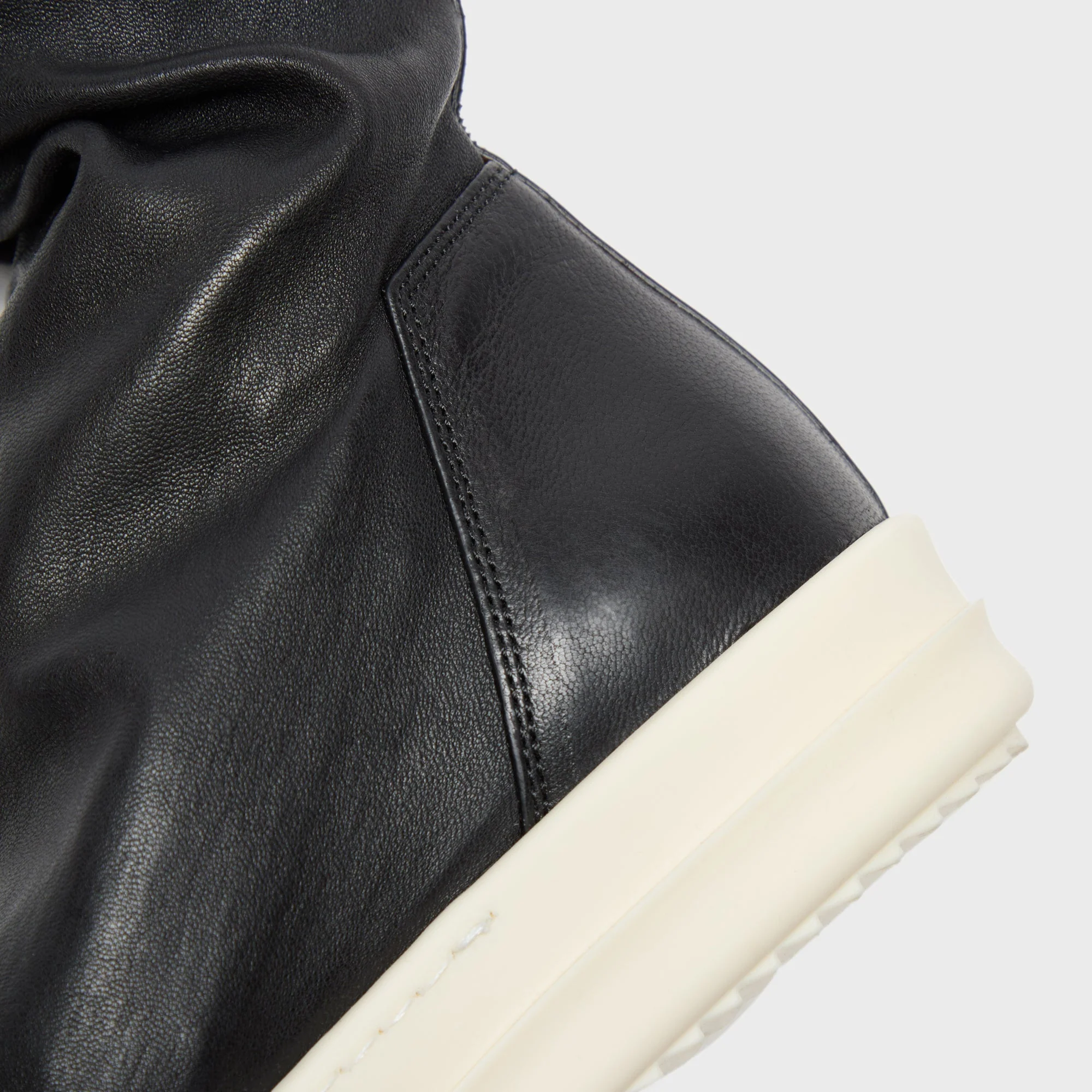 Rick Owens Stivali In Pelle High Stocking Sneaks Boots - Black / Milk / Milk - Image 4